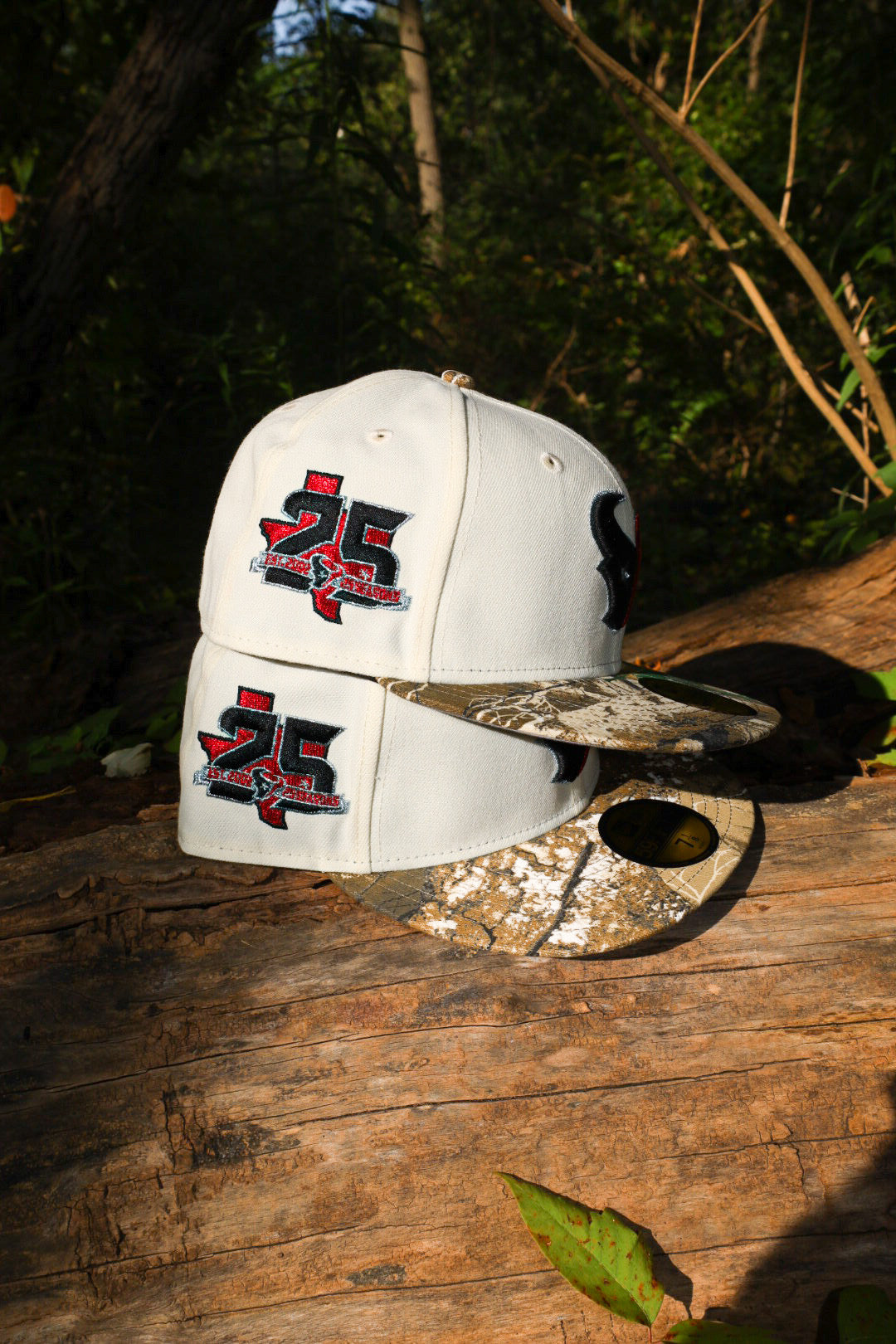 New Era Houston Texans 25th Season Side Patch Grey UV 59Fifty Fitted (Chrome/Real Tree Camo)