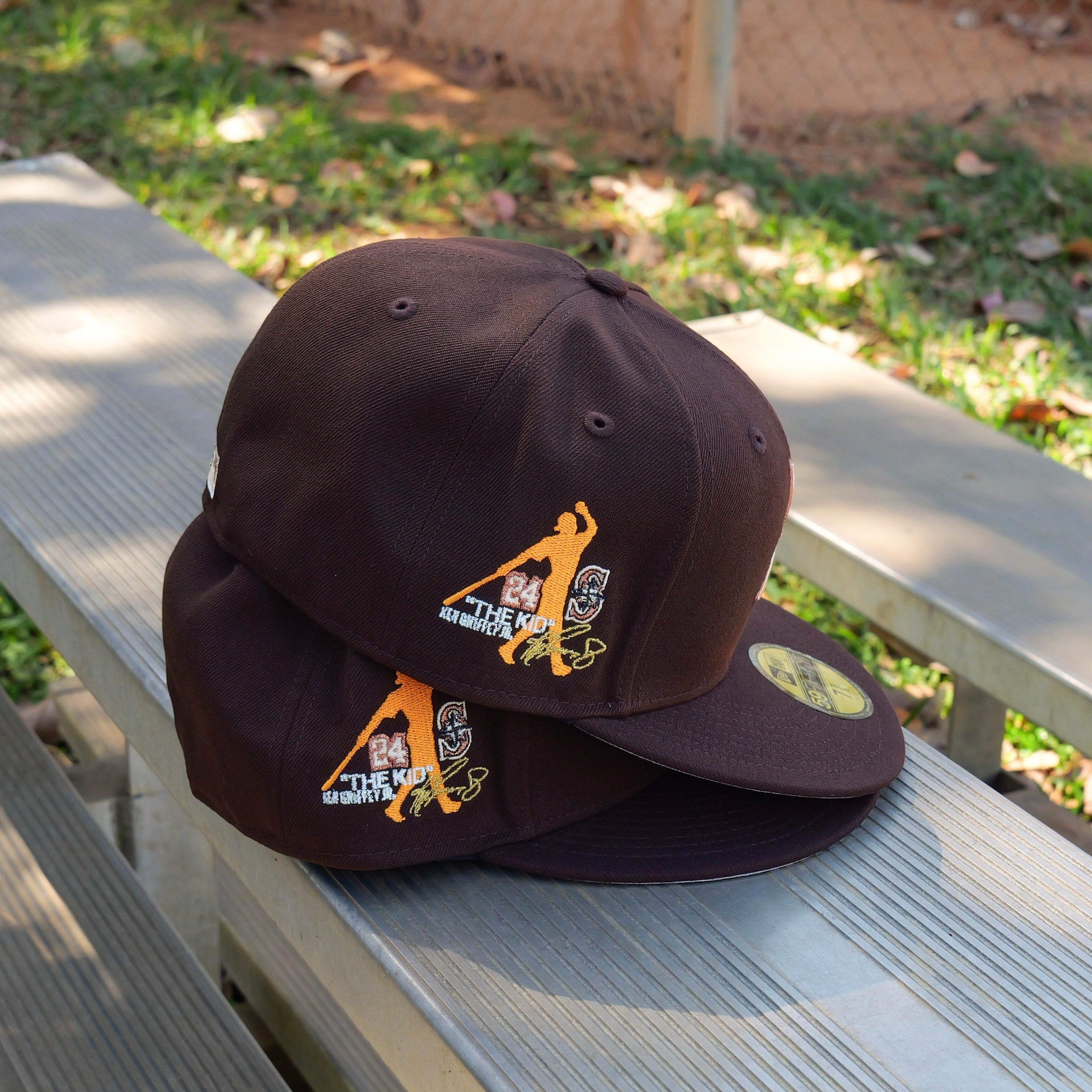 New Era Seattle Mariners  GRIFFEY JR 24 THE Side Patch Fitted (Burnt Wood) - New Era