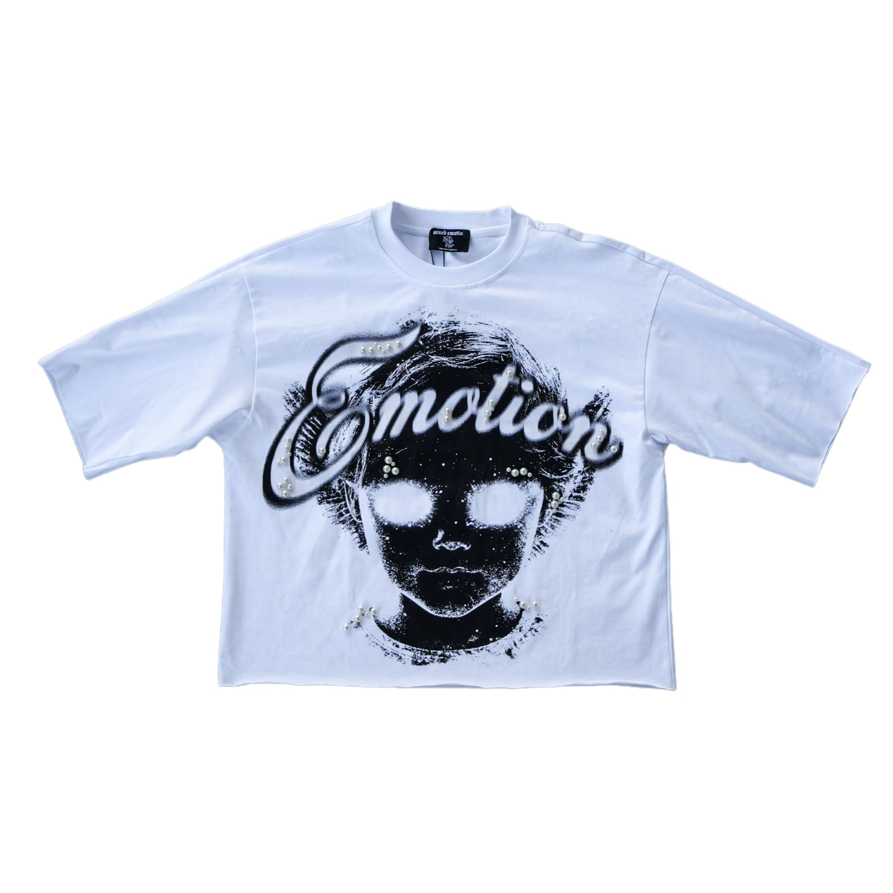 Mixed Emotion White “Pearl” Cropped Tee - Mixed Emotion