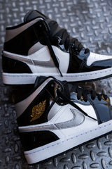 Mens Air Jordan 1 Mid (Black/Metallic Silver/White)