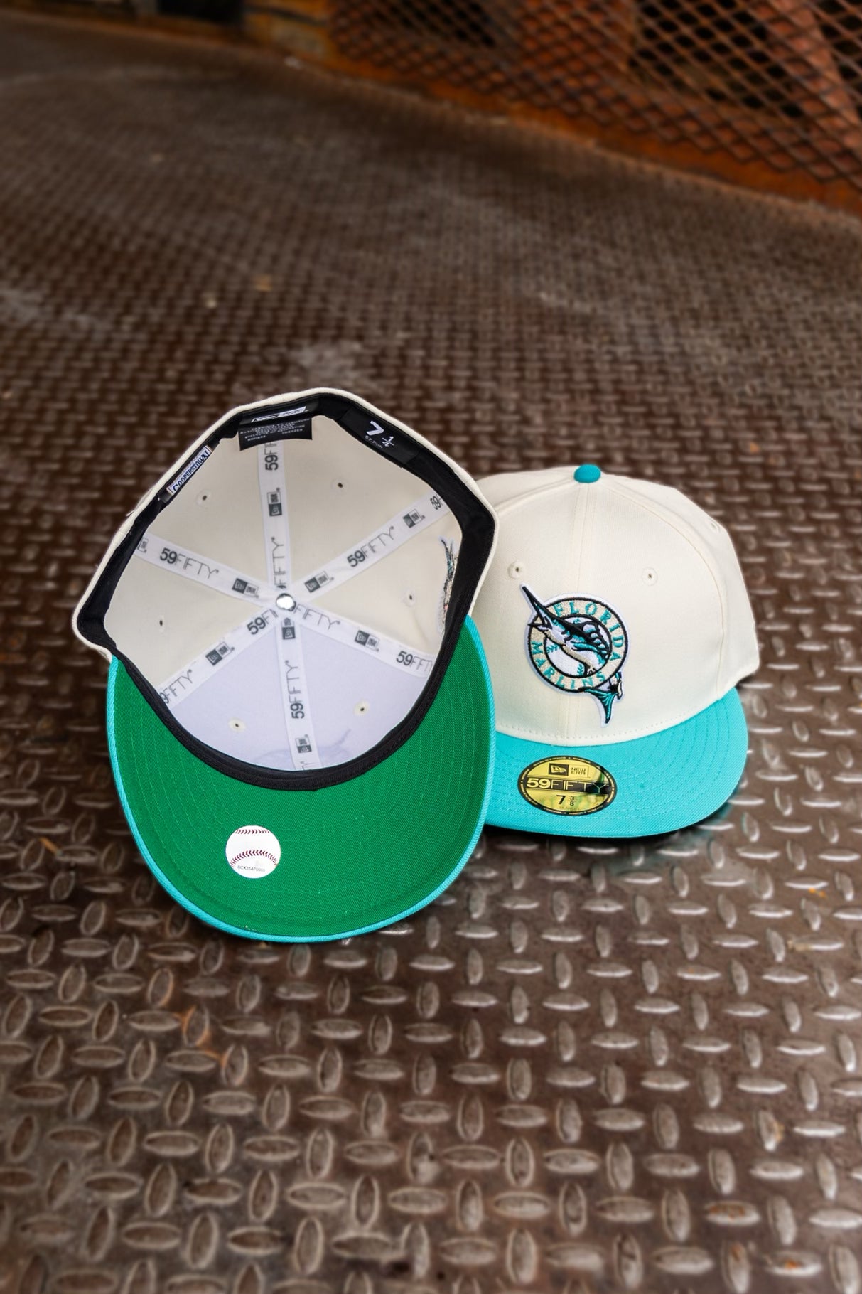 New Era Florida Marlins 2003 WS Champions Green UV 59Fifty Fitted (Off White/Teal)