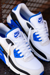 Mens Nike Air Max 90 Premium (White/Khaki/Racer Blue/Black)