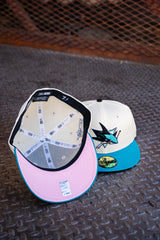 New Era San Jose Sharks 25th Anniversary Pink UV 59Fifty Fitted (Off White/Teal)