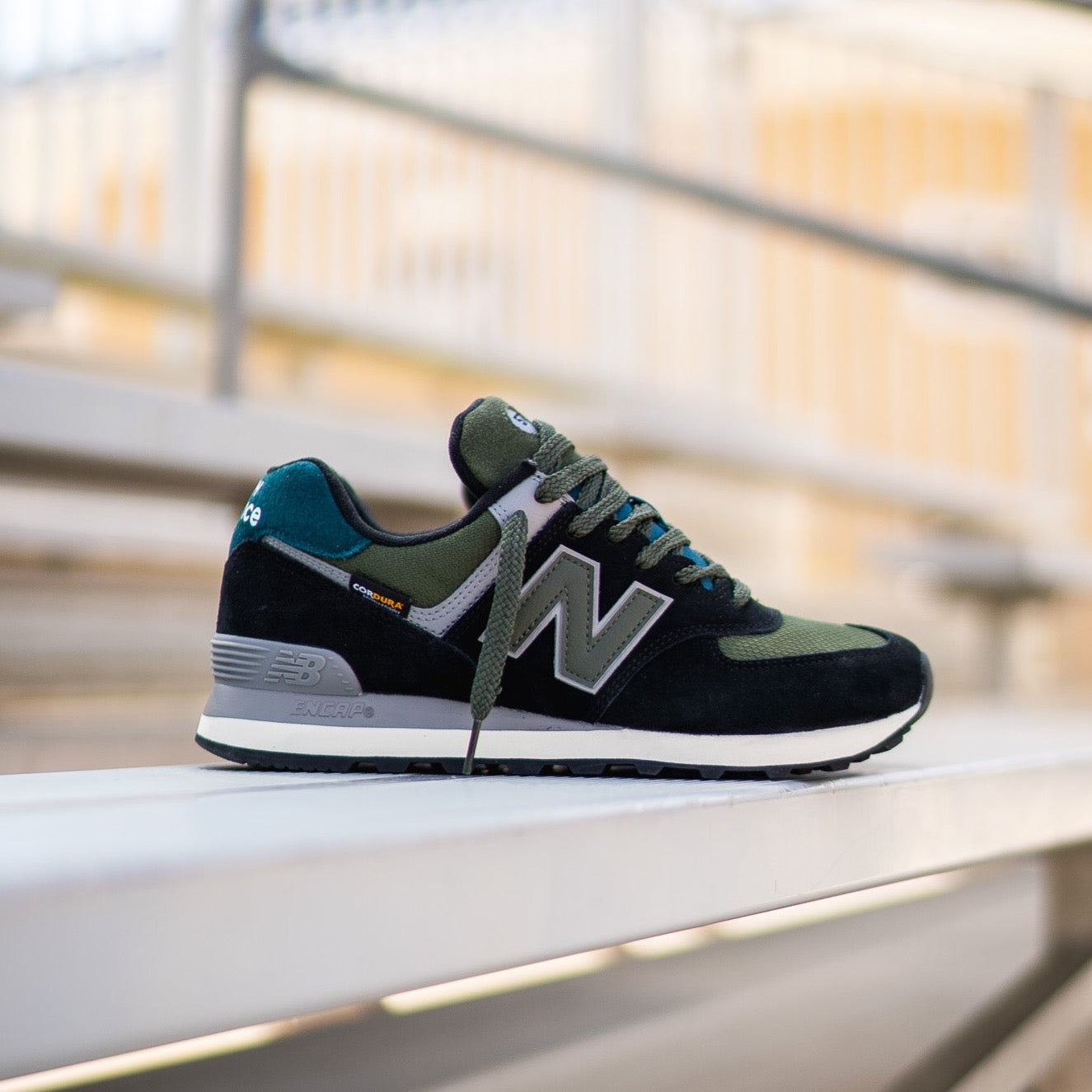 Mens New Balance 574 (Black/Olive) - U574KBG - New Balance