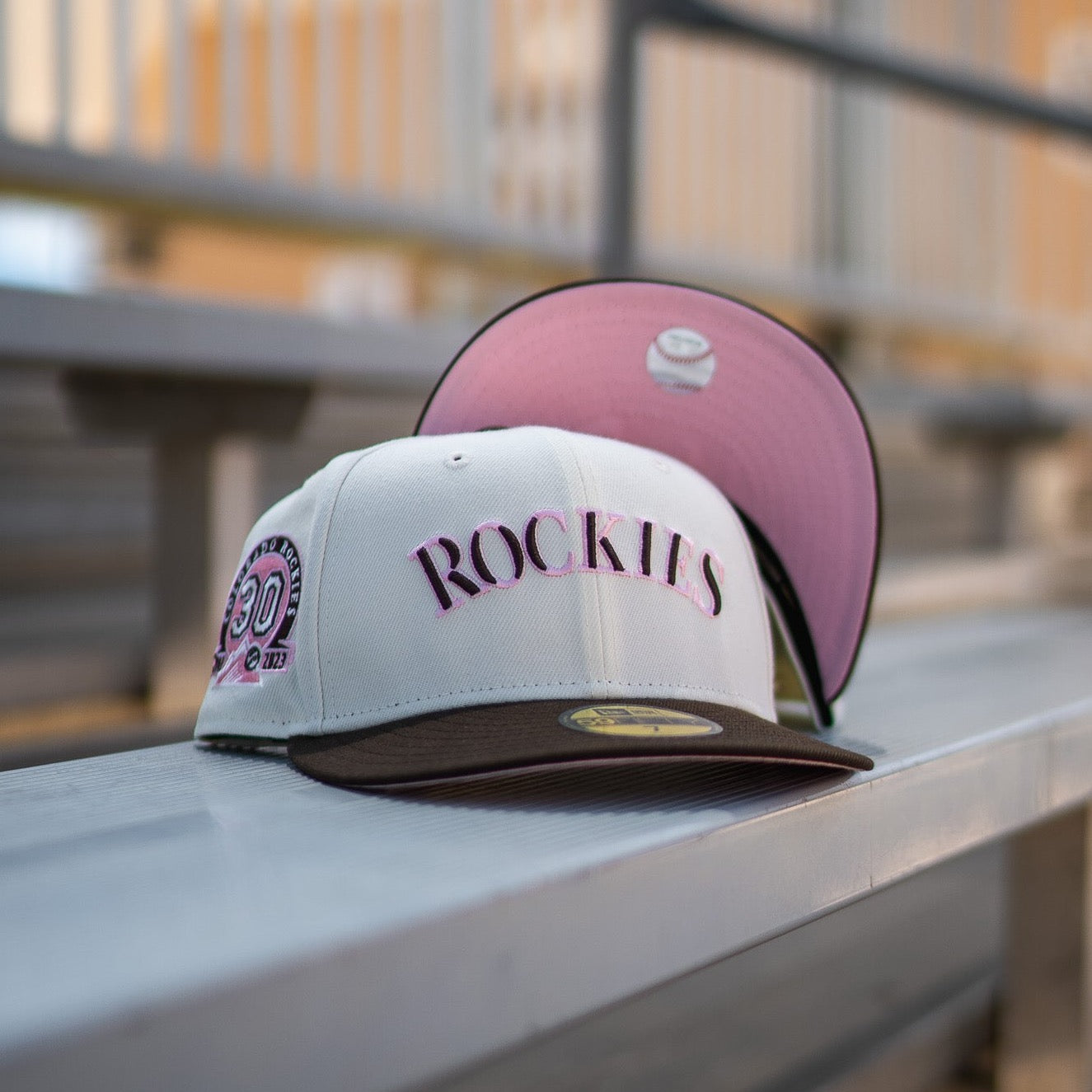 New Era Colorado Rockies 30th Anniversary Pink UV (Off White/Mocha) - New Era