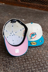 New Era Miami Dolphins 1987 Pro Bowl Pink UV (Off White/Teal) 59Fifty Fitted