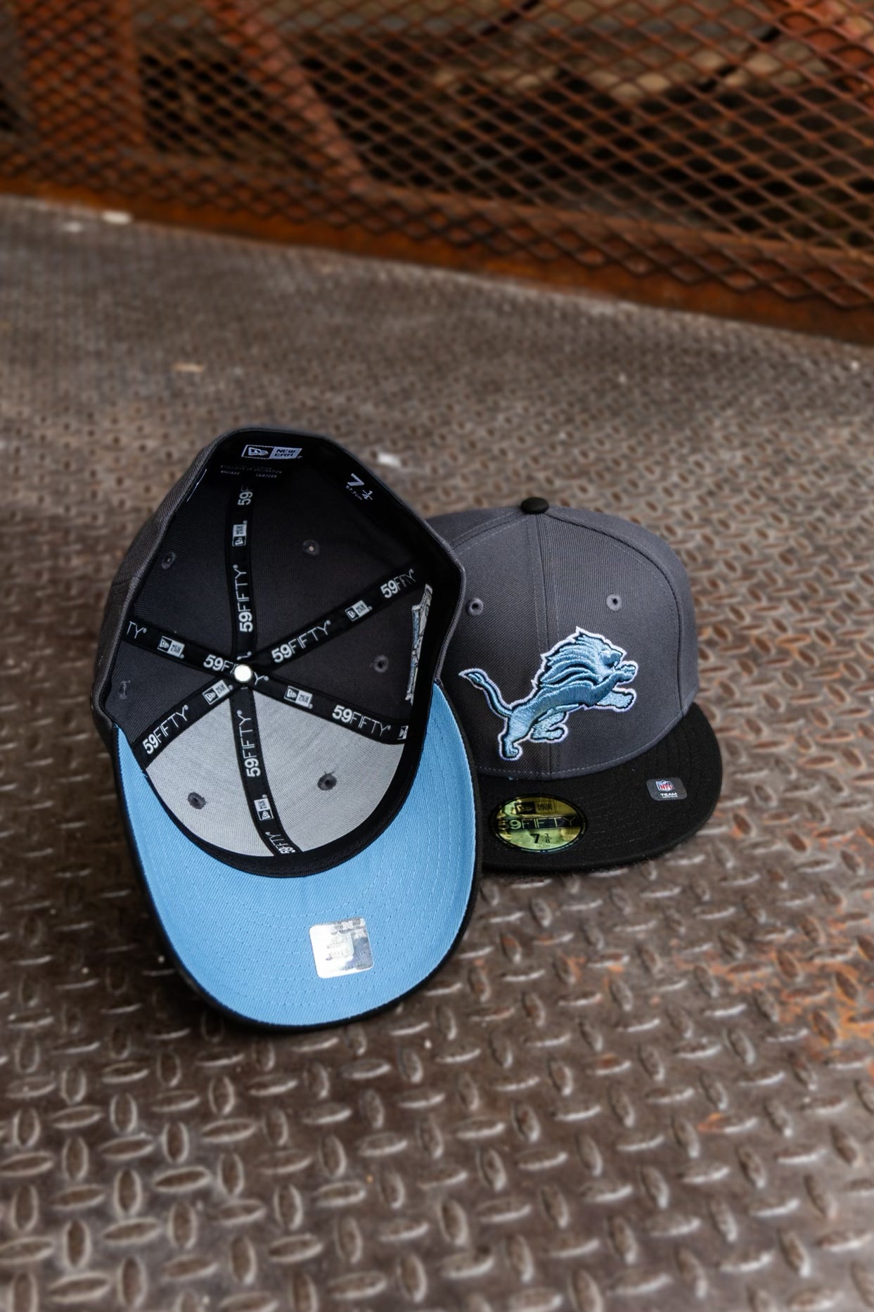 New Era Detroit Lions 75th Season Sky UV (Graphite/Black) 59Fifty Fitted