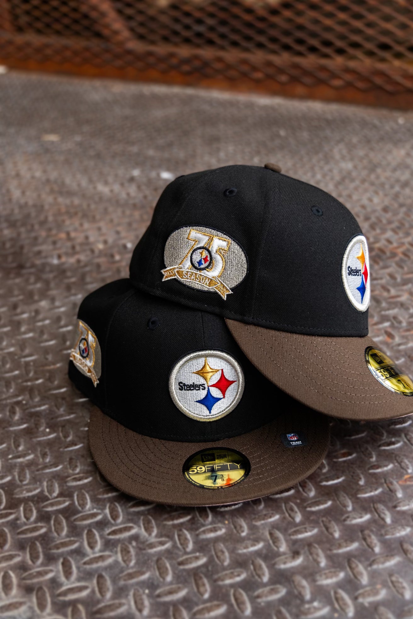 New Era Pittsburgh Steelers 75th Season Pink UV (Black/Mocha) 59Fifty Fitted - New Era