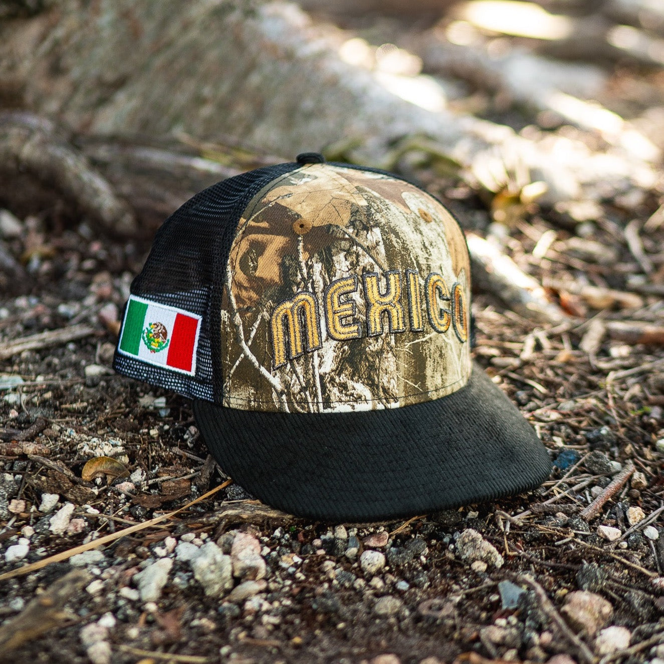 New Era Mexico World Baseball Classic Grey UV Trucker (Black Trucker/Black Corduroy) - New Era