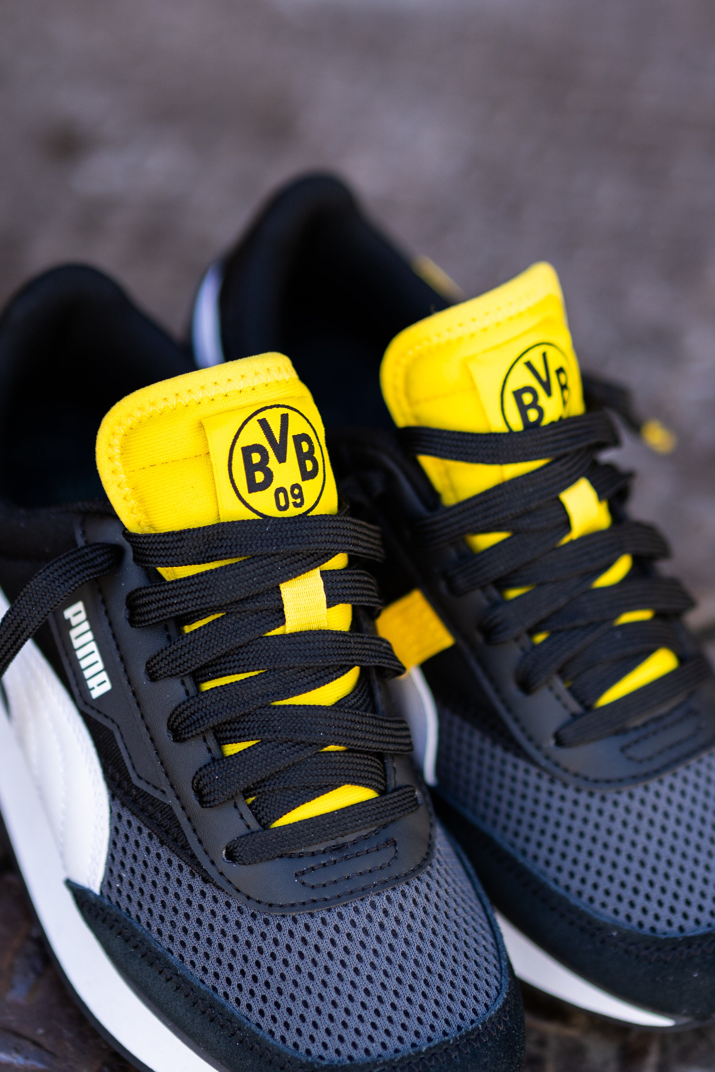 Mens Puma Future Rider BVB (Asphalt/Black/Cyber Yellow) - Puma