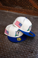 New Era Florida Marlins USA Flag Green UV (Off White/Royal) 59Fifty Fitted