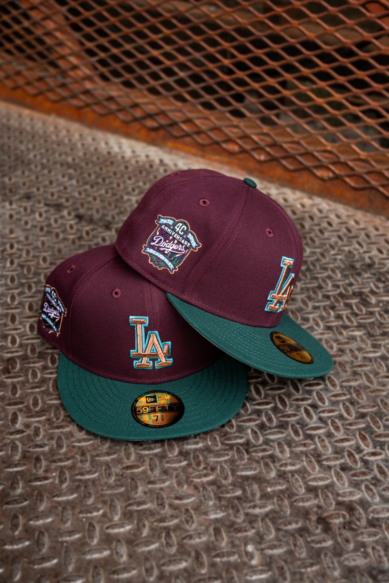 New Era Los Angeles Dodgers 40th Anniversary Grey UV (Maroon/Dk Green) 59Fifty Fitted