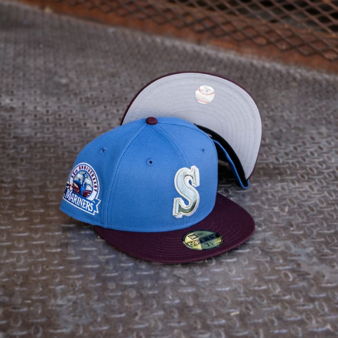 New Era Seattle Mariners 30th Anniversary Grey UV (Indigo/Maroon) 59Fifty Fitted - New Era