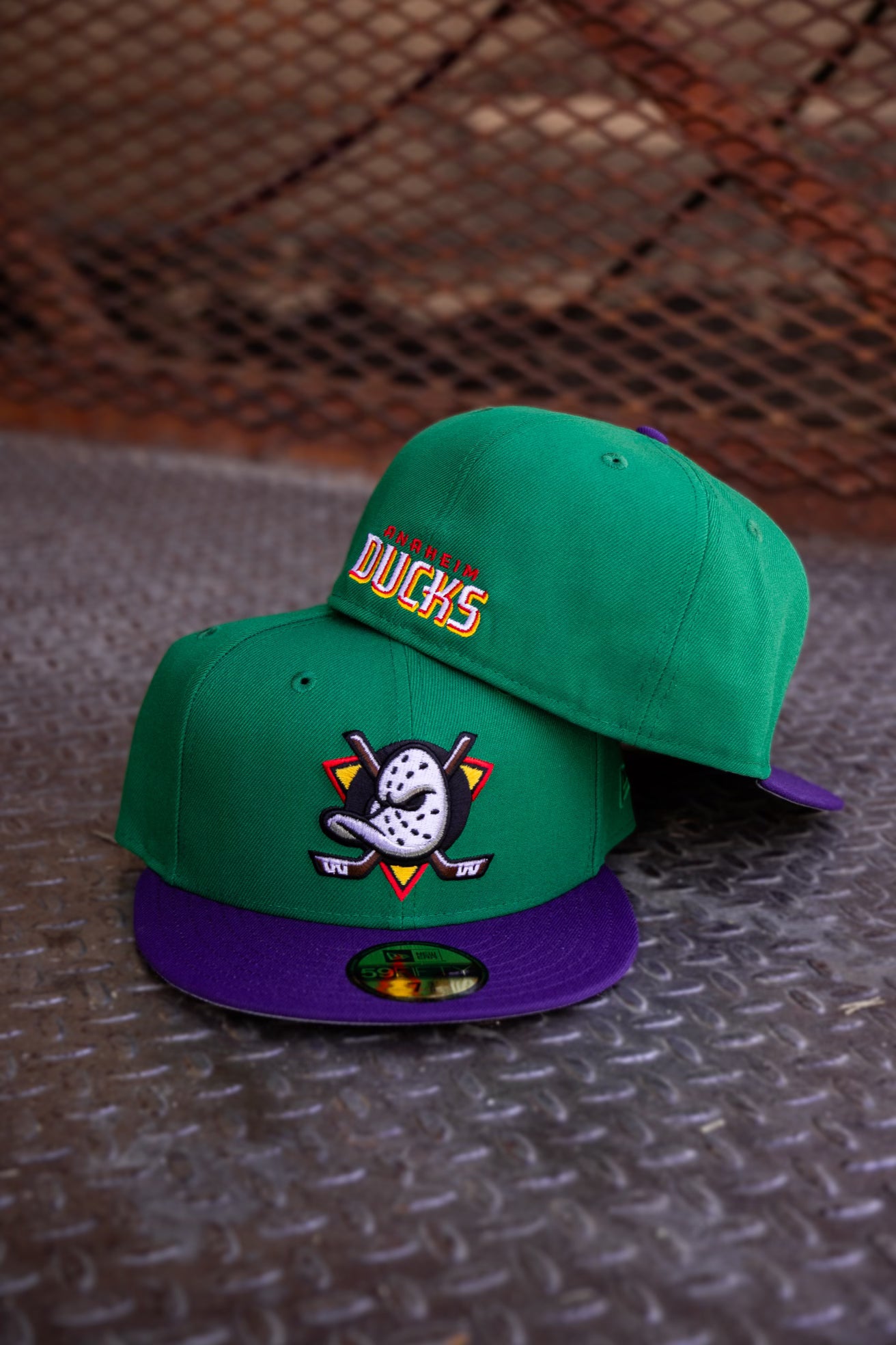 New Era Anaheim Ducks Grey UV (Kelly Green/Purple) 59Fifty Fitted - New Era