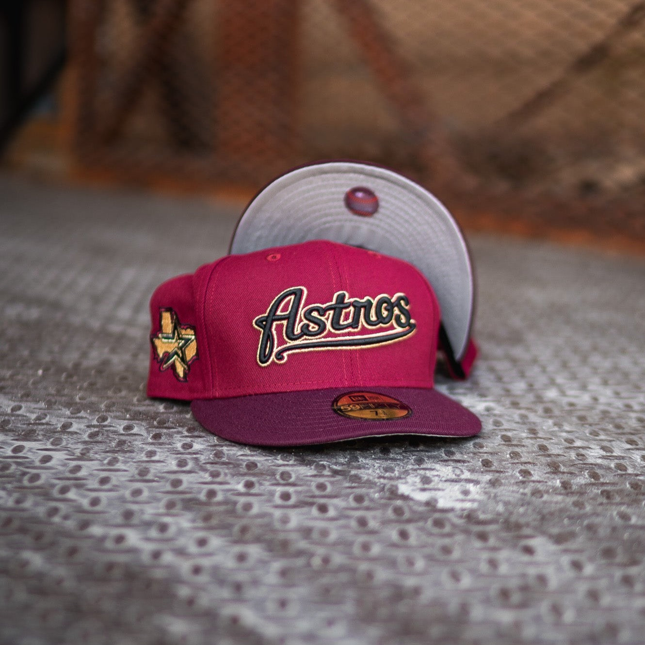 New Era Houston Astros Grey UV (Maroon/Burgundy) - New Era