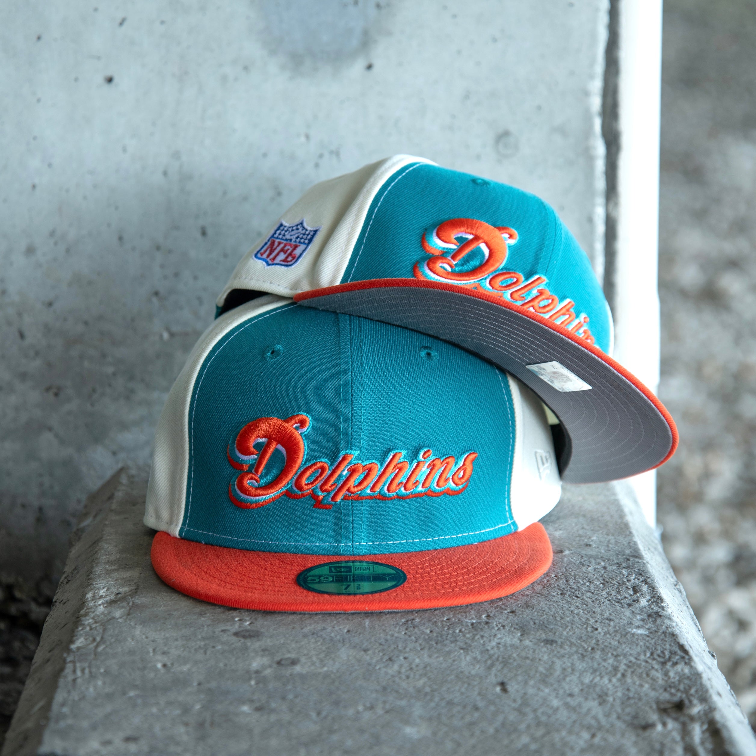 New Era Miami Dolphins Grey UV 59Fifty Fitted (Aqua/Off White/Orange) - New Era