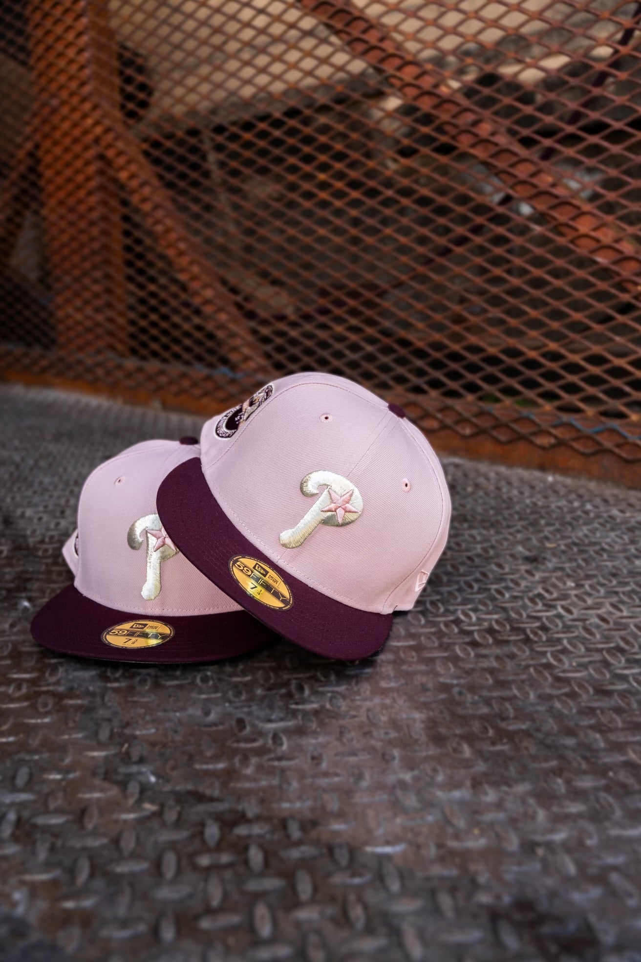 New Era Philadelphia Phillies 20th Anniversary Grey UV (Pink/Maroon) 59Fifty Fitted - New Era