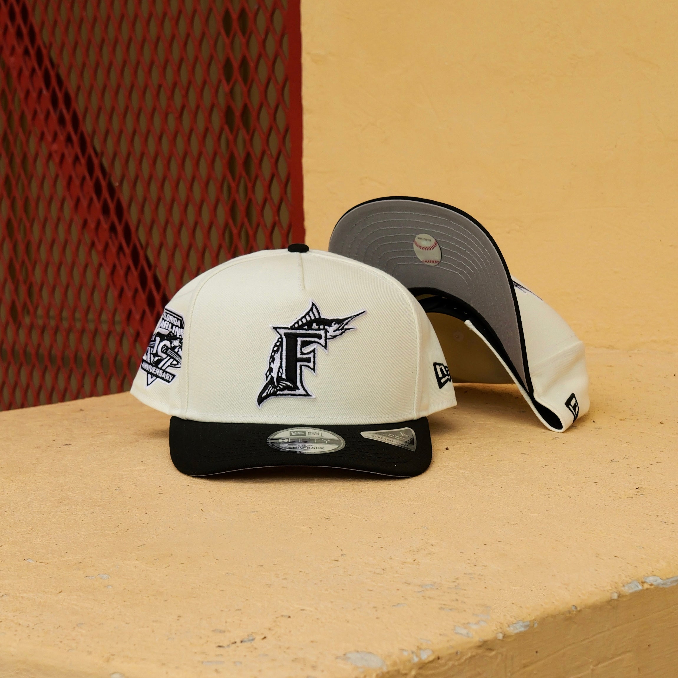 New Era Florida Marlins 10th Anniversary 9FIFTY A-Frame Snapback-(Cream/Black)