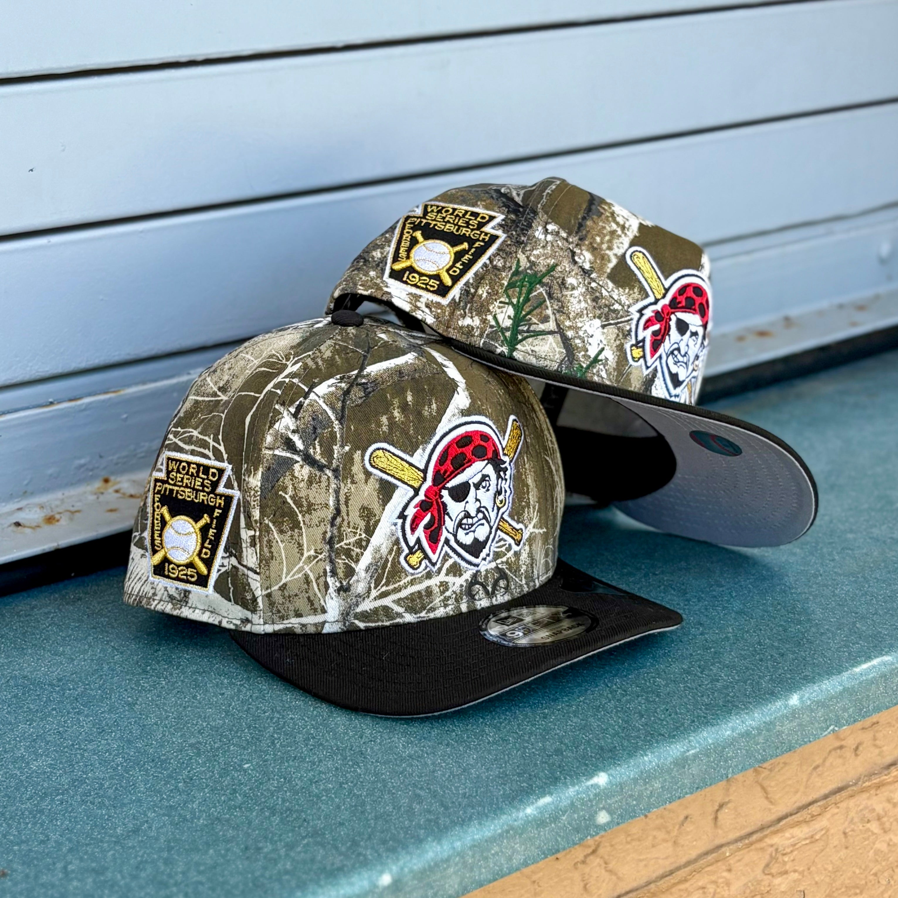 New Era Pittsburgh Pirates 1925 World Series Grey UV 9FIFTY A-Frame Snapback (Real Tree/Black)