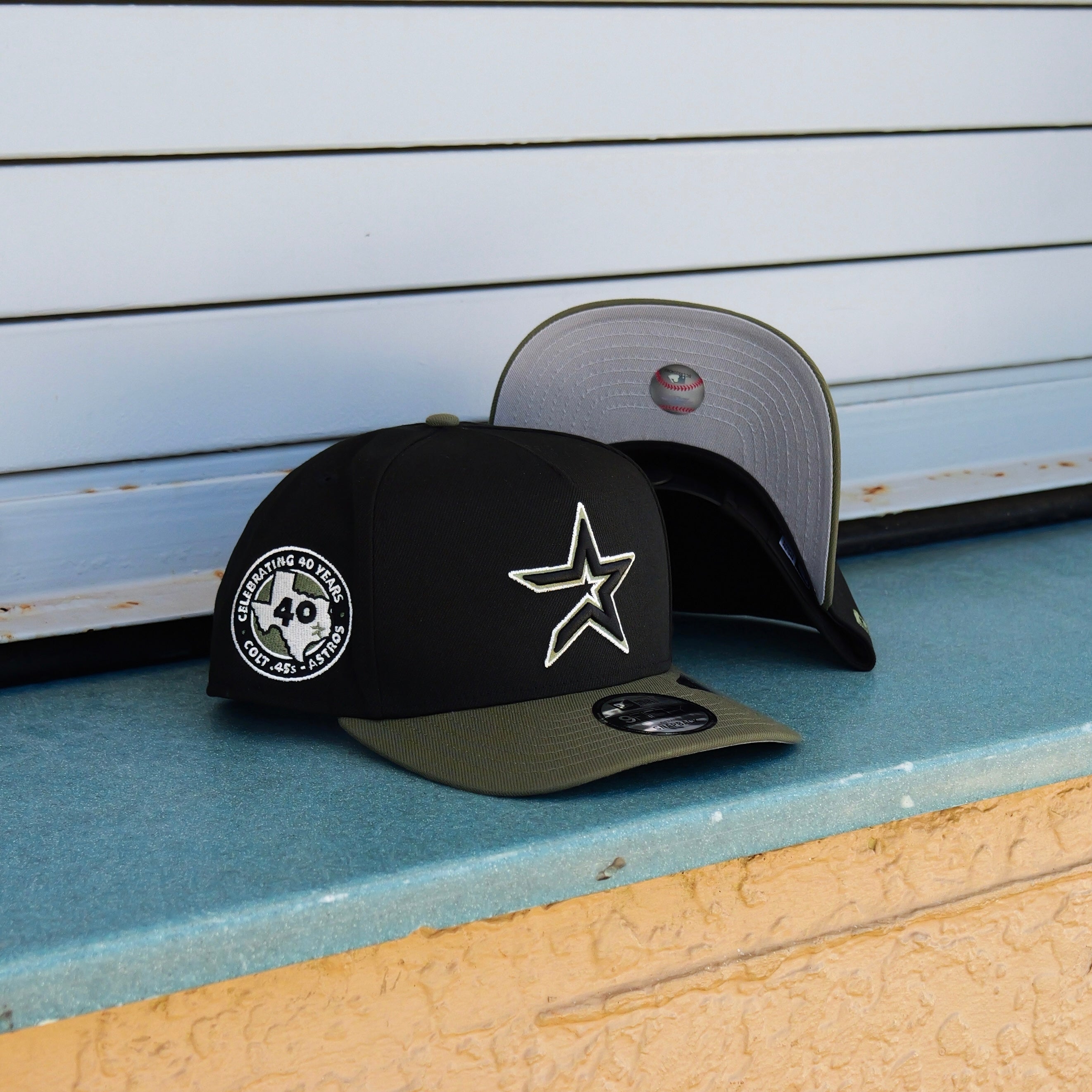 New Era Houston Astros 40th Anniversary 9FIFTY A-Frame Snapback-(Black/Olive)