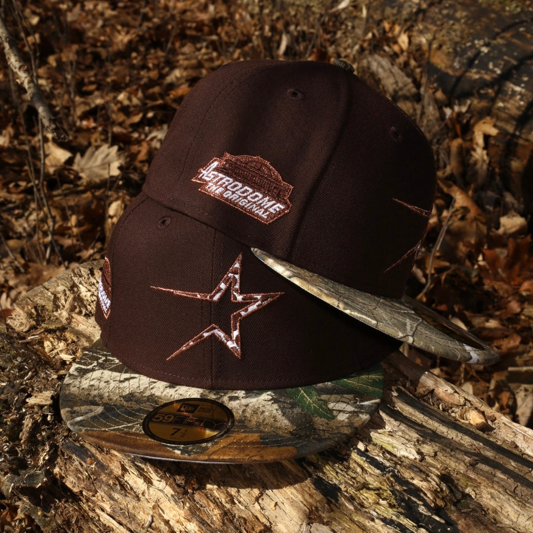 New Era Houston Astros Astrodome Side Patch Fitted (Burnt wood/Black) - New Era