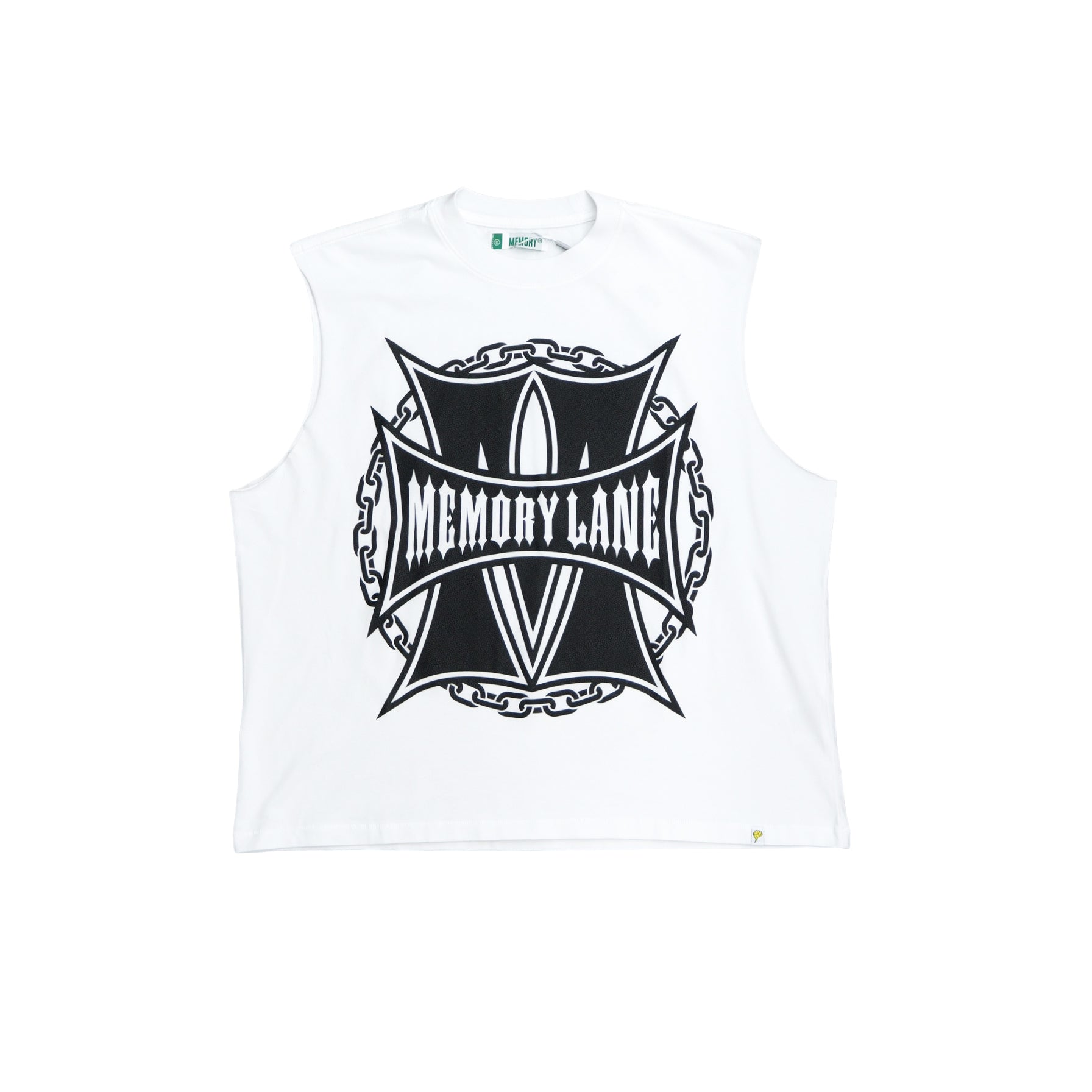 Memory Lane “M Shield” Sleeveless Crop Tee (Off White) - Memory Lane
