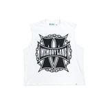 Memory Lane “M Shield” Sleeveless Crop Tee (Off White) - Memory Lane