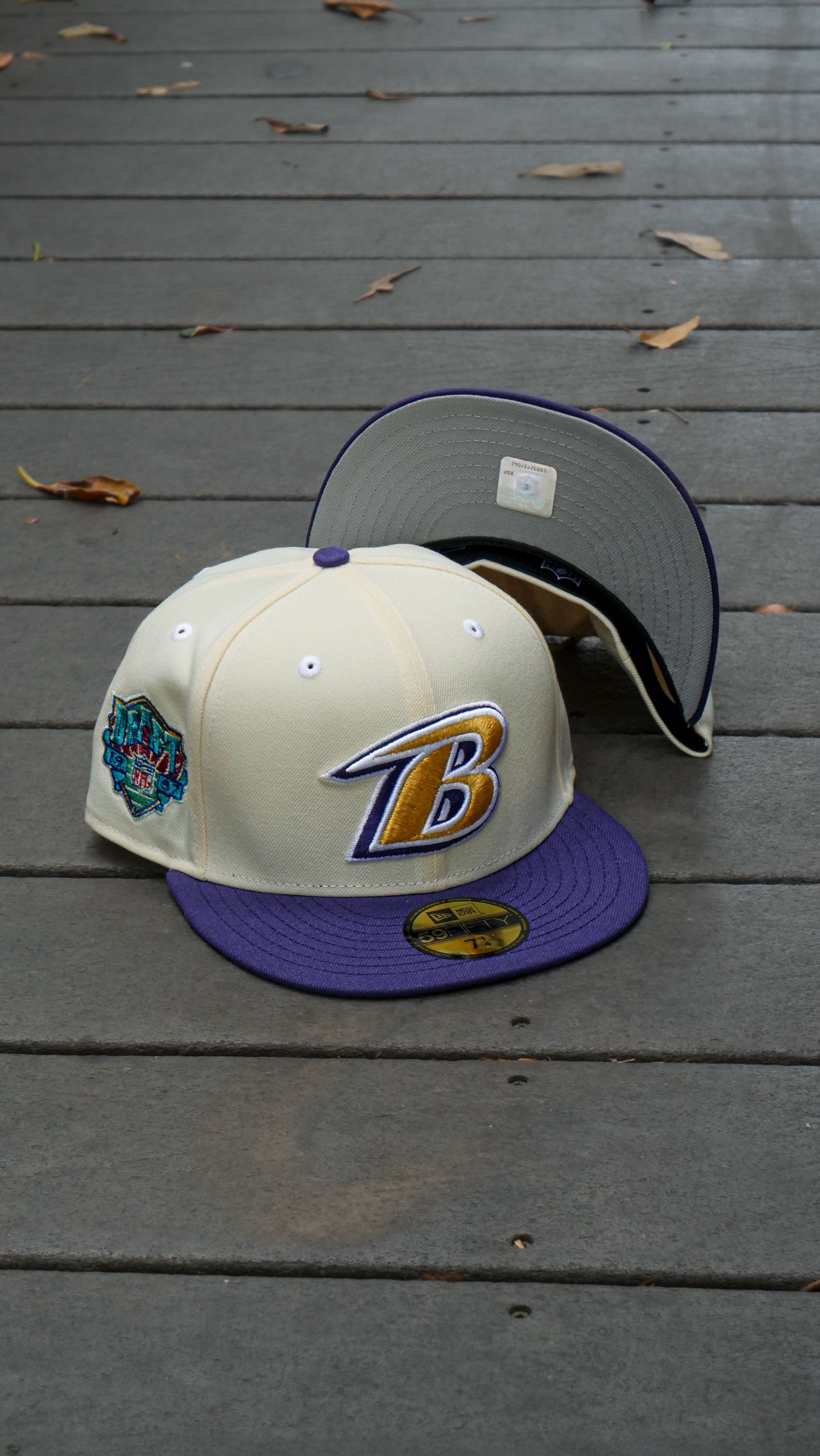 New Era Baltimore Ravens NFL Draft 1997 Grey UV (Off White/Purple) 59Fifty Fitted - New Era