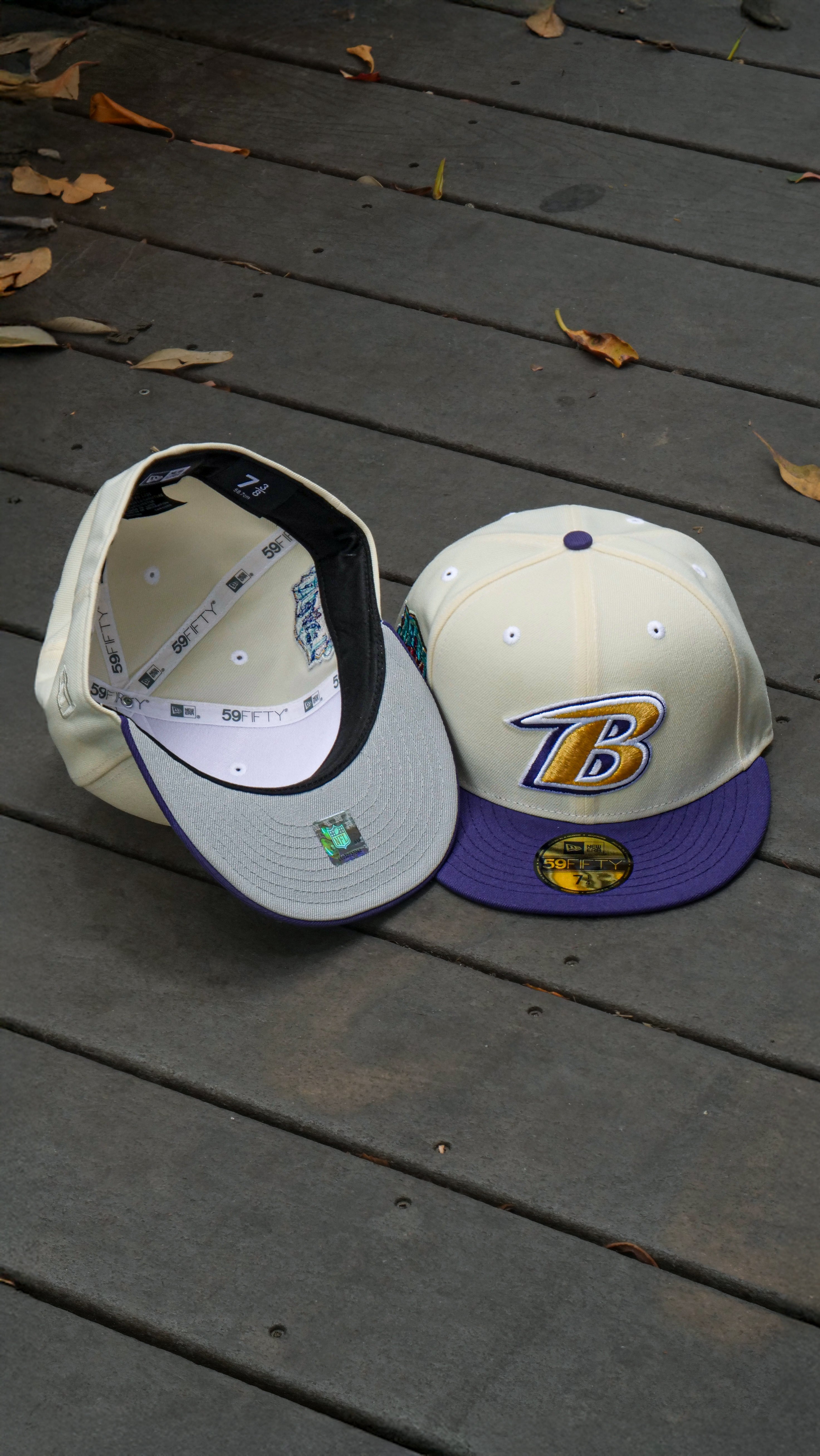 New Era Baltimore Ravens NFL Draft 1997 Grey UV (Off White/Purple) 59Fifty Fitted - New Era