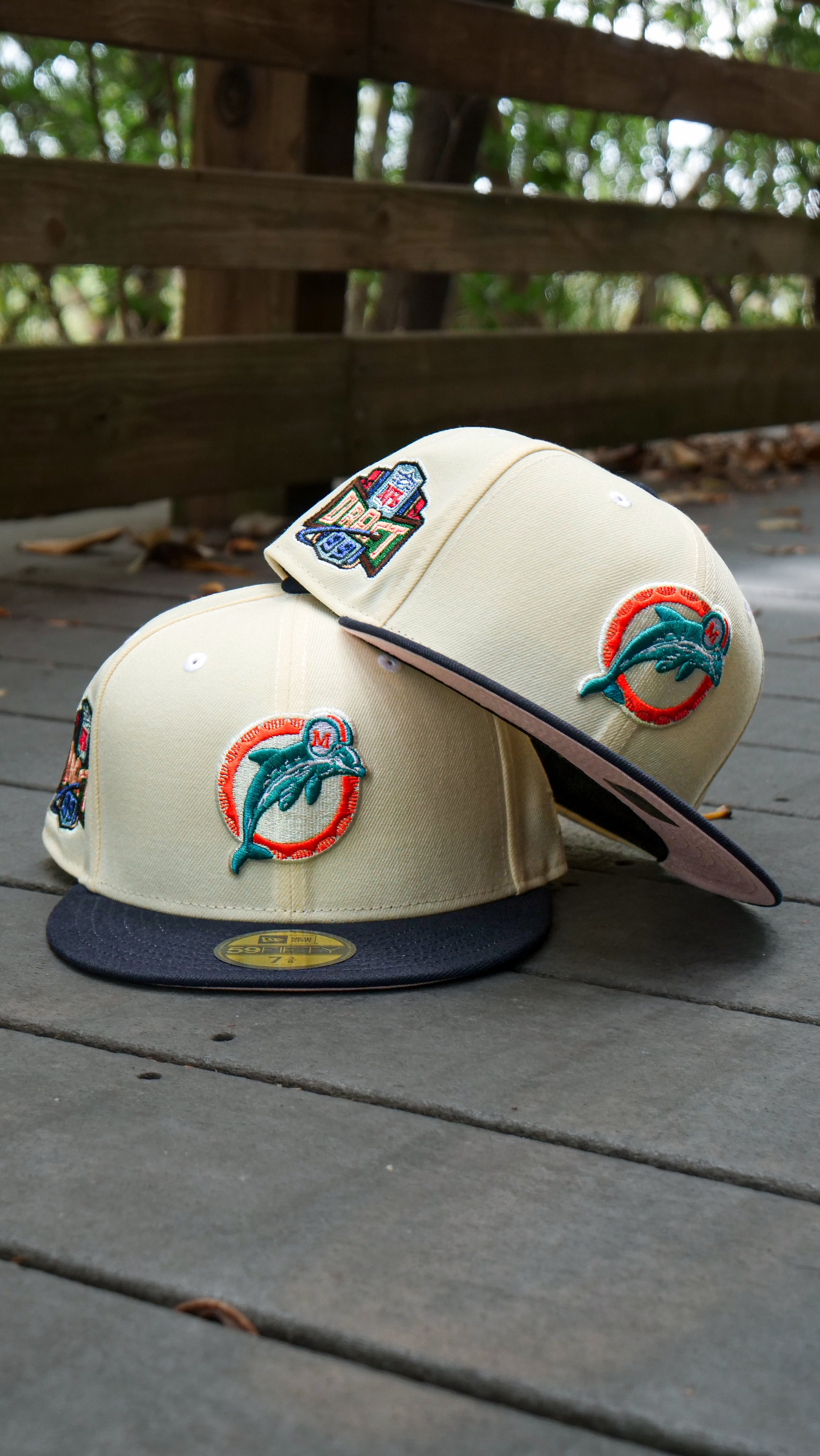 New Era Miami Dolphins NFL Draft 1991 Pink UV (Off White/Navy) 59Fifty Fitted - New Era