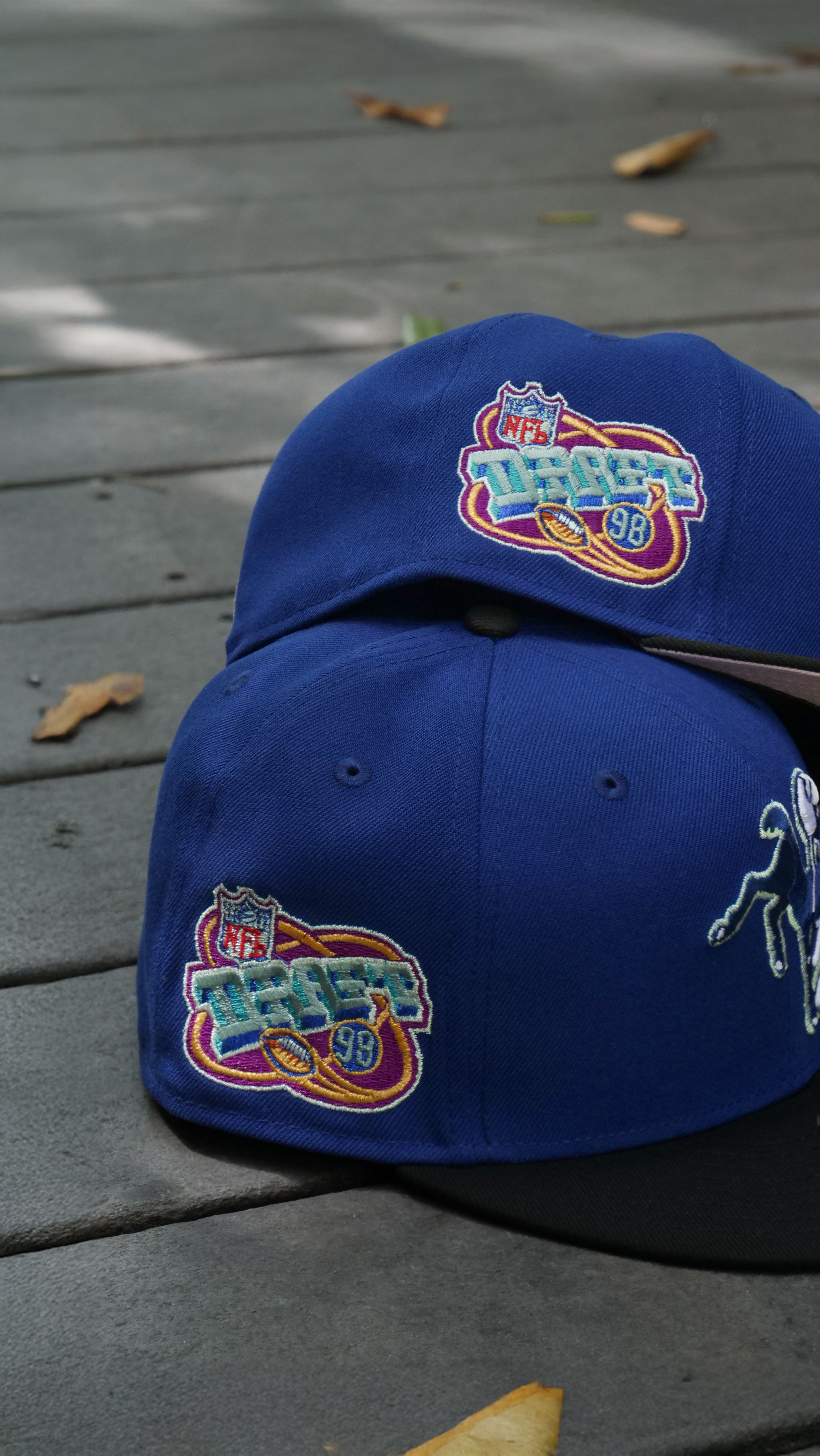 New Era Indianapolis Colts NFL Draft 1998 Pink UV (Royal/Black) 59Fifty Fitted - New Era