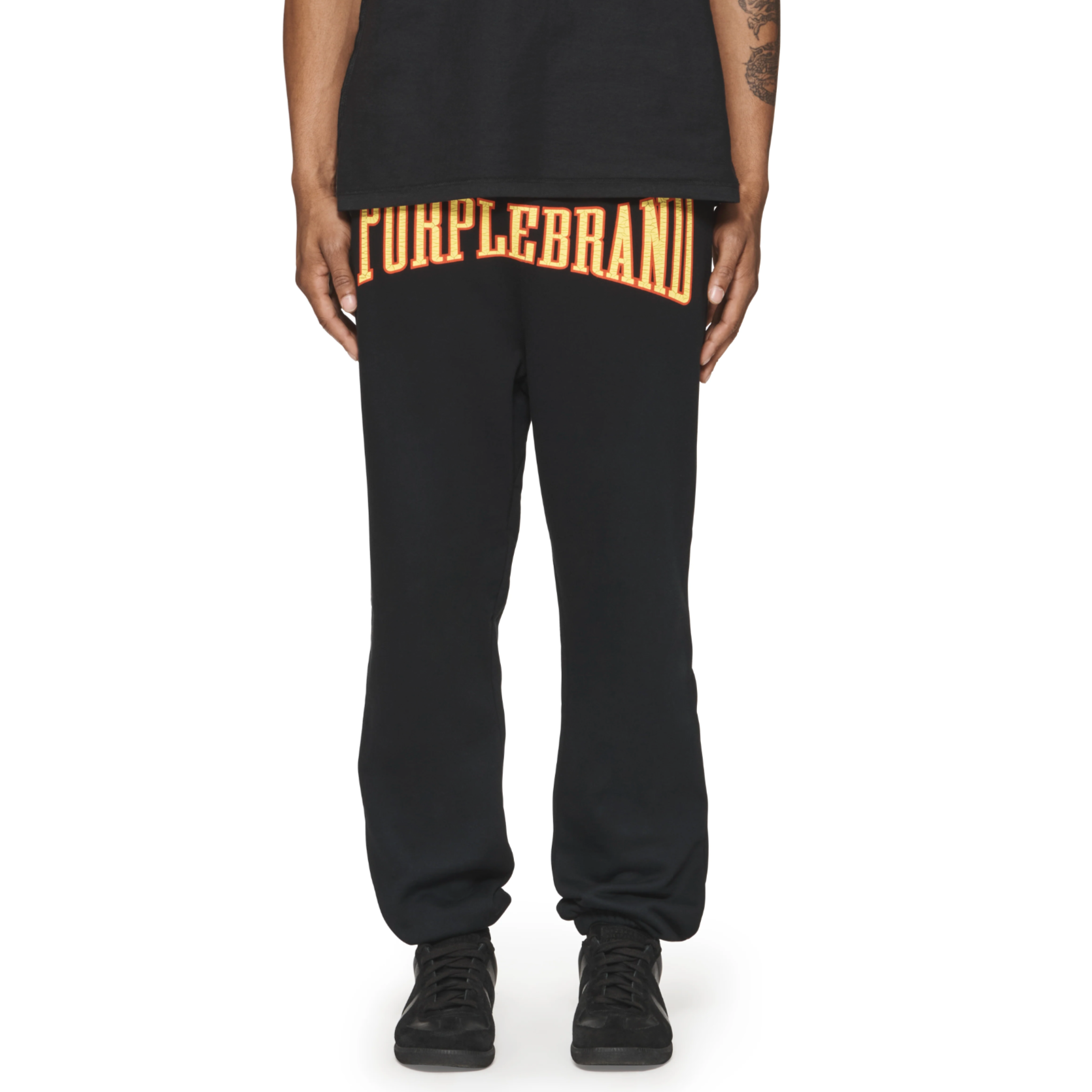 Purple Brand Fleece Sweatpants (Black) - PURPLE BRAND