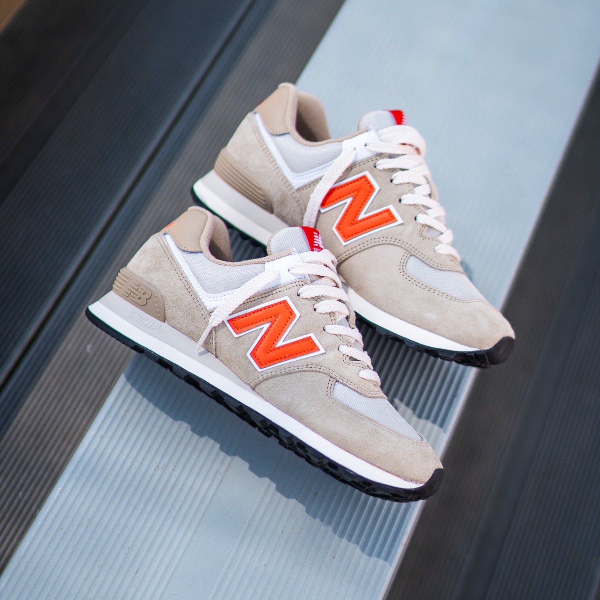 Mens New Balance 574 (Beige/Mandarin) - U574HBO - New Balance