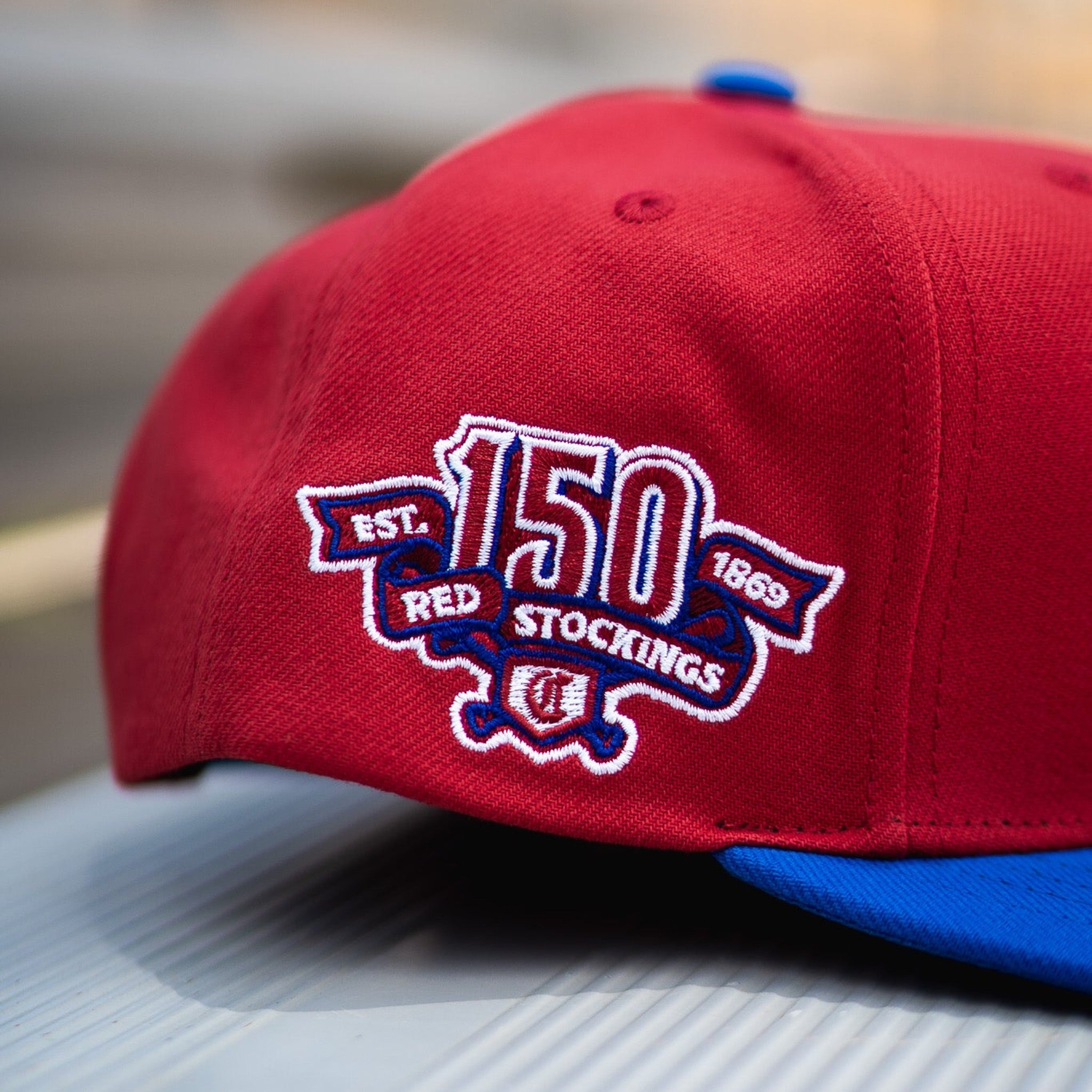 Mitchell N Ness Cincinnati Reds 150th Anniversary Snapback (Red/Royal) - Mitchell & Ness