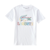 Kids Lacoste Rainbow Alligator Graphic Tee (White) - Lacoste