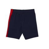 Kids Lacoste Side Banded Fleece Shorts (Navy Blue/Red) - Lacoste